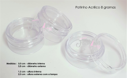 Potinho Acrilico Cristal com Tampa de Rosca 6607 - 8g - unid