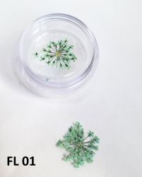 Flor Seca para Decoração de Unhas -  1 Par - FL01 - Verde Água 