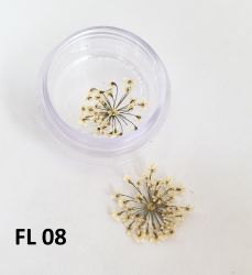 Flor Seca para Decoração de Unhas -  1 Par - FL08 - Branco