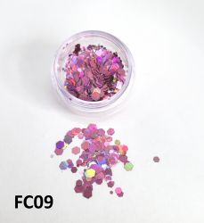 Glitter Flocado Hexagonal Grande Para Encapsular Unhas - 3g - FC09 - Rosa Holográfico