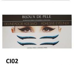 Kit com 2 Pares - Delineadores Adesivos para Maquiagem - Azul Brilho -  CI02