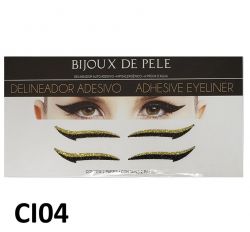 Kit com 2 Pares - Delineadores Adesivos para Maquiagem - Dourado Brilho -  CI04