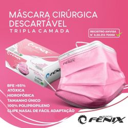 FÊNIX - Máscaras Cirúrgicas Descartáveis Tripla Camada - Caixa com 50 un.