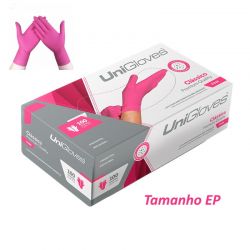 UNIGLOVES - Caixa com 100 unid - Luvas Látex Pink Com Pó - Tamanho EP (PP)