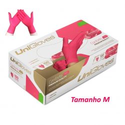 UNIGLOVES - Luvas Látex Red Cereja Sem Pó - Tamanho M - Conforto Premium Quality -  100 Un