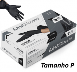 UNIGLOVES - Luvas Nitrilo Black Sem Pó - Tamanho P - Premium Quality -  100 Un