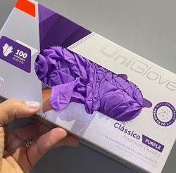 UNIGLOVES - Luvas Látex Purple  Com Pó - Tamanho M - Clássico Premium Quality -  100 Un