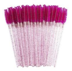 Kit 20 Escovinha Descartável P/ Cílios E Sobrancelhas Glitter - Pink